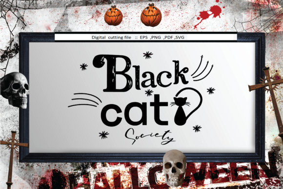 Black Cat Society Halloween Embroidery Design
