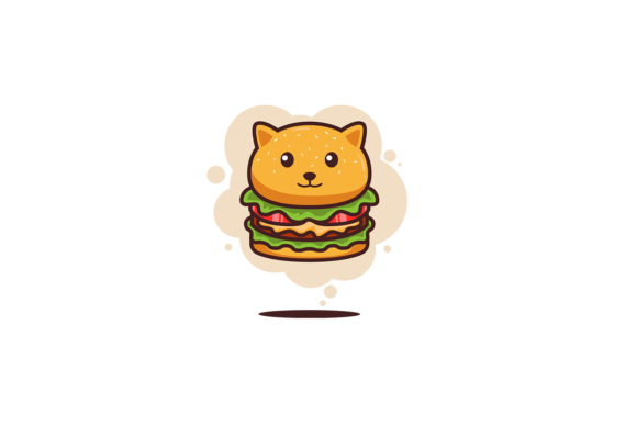 Cat Food Burger Doodle Art