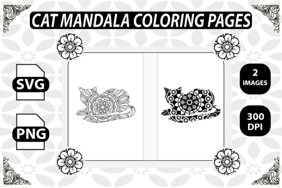 Cat Mandala Coloring Pages 5-6