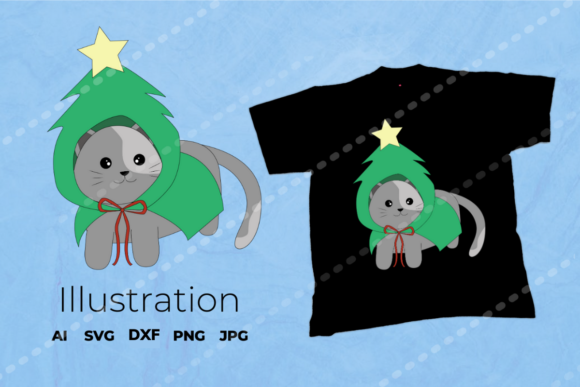 Christmas Cat Illustration Vector