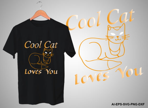 Cool Cat Loves You T-shirt Design
