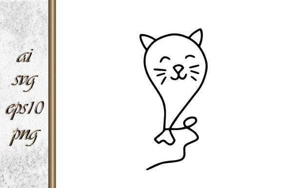 Doodle Ballon Cat Pet Sketch Vector