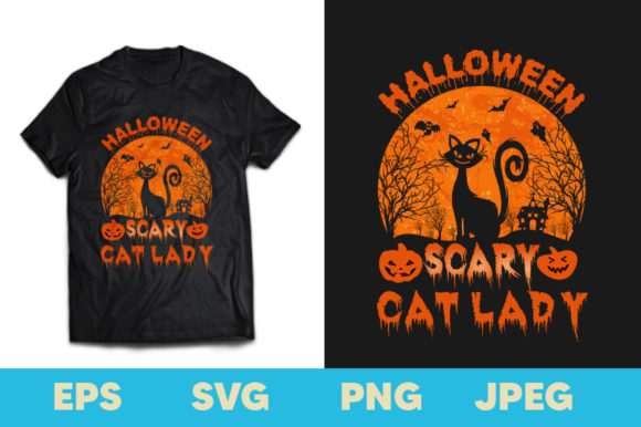 Halloween Scary Cat Lady T-shirt Design