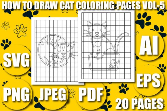 HOW to DRAW CAT KDP COLORING PAGES VOL-5
