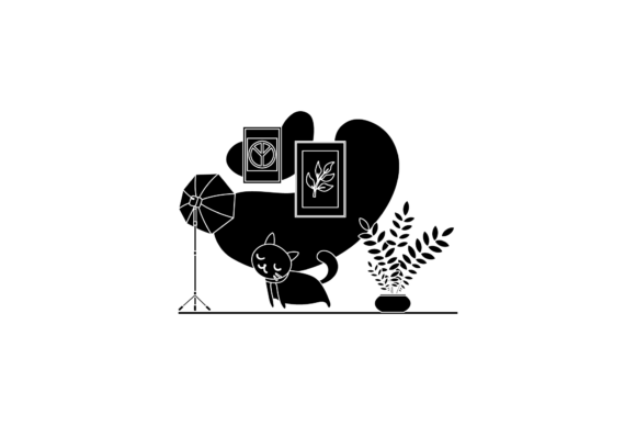 Icon Cat Cute Model Black Filled
