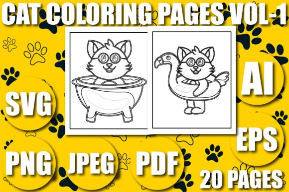 KDP CAT COLORING PAGES VOL-1