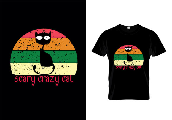 Scary Crazy Cat T-shirt Design